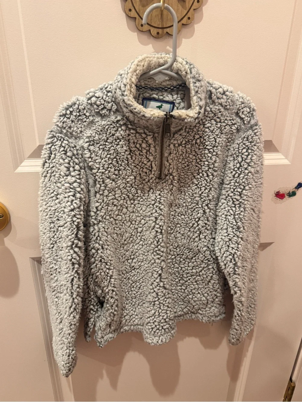 Properly Tied- Youth Small- Cozy Sherpa Quarter-Zip Pullover - Light Gray